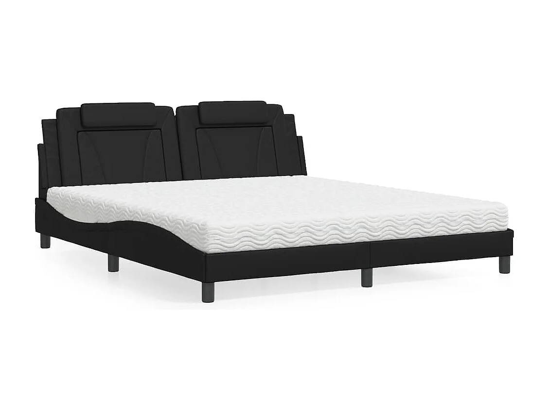 Letto con Materasso Nero 180x200 cm in Similpelle