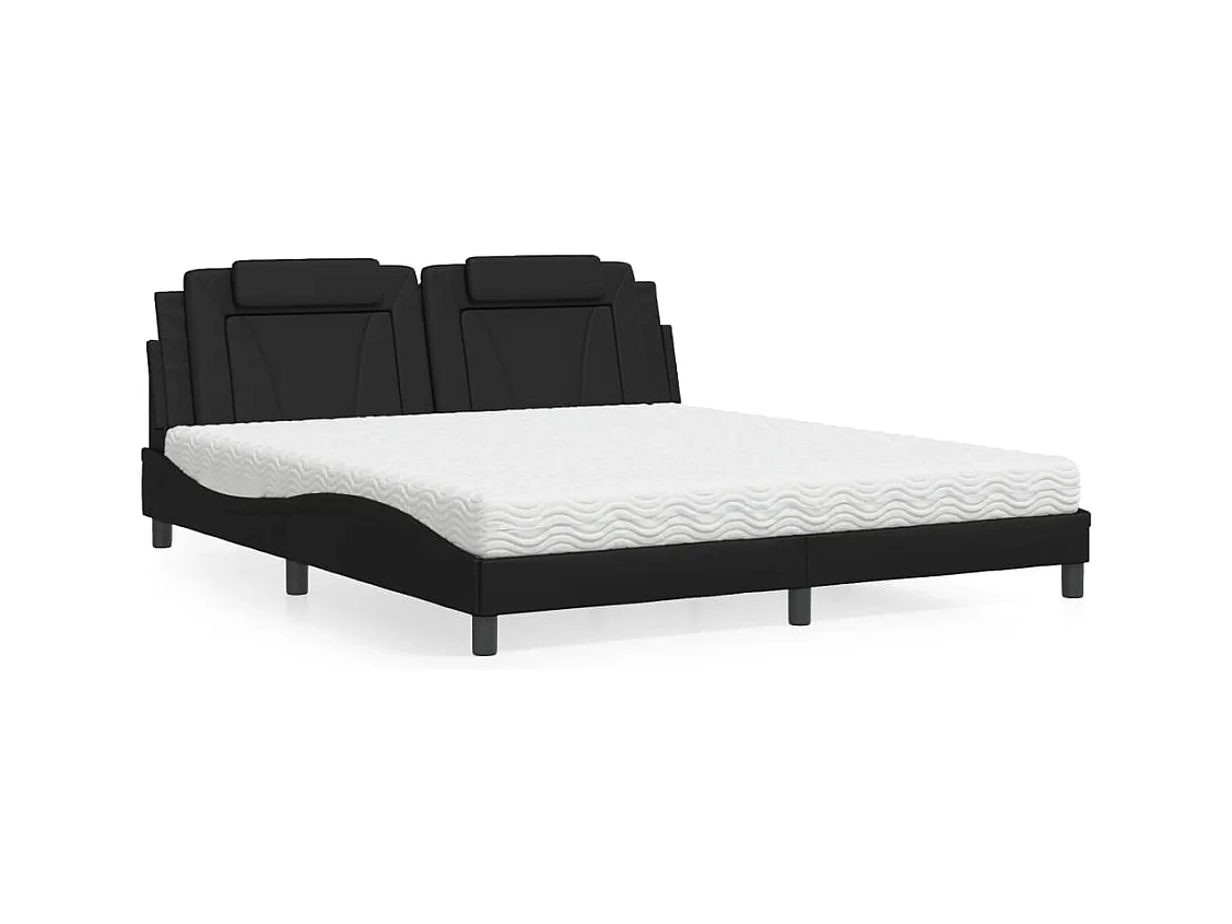 Lit avec matelas noir 180x200 cm similicuir