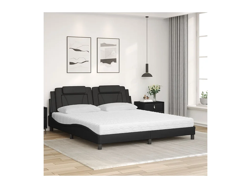 Bed met matras kunstleer bruin 180x200 cm