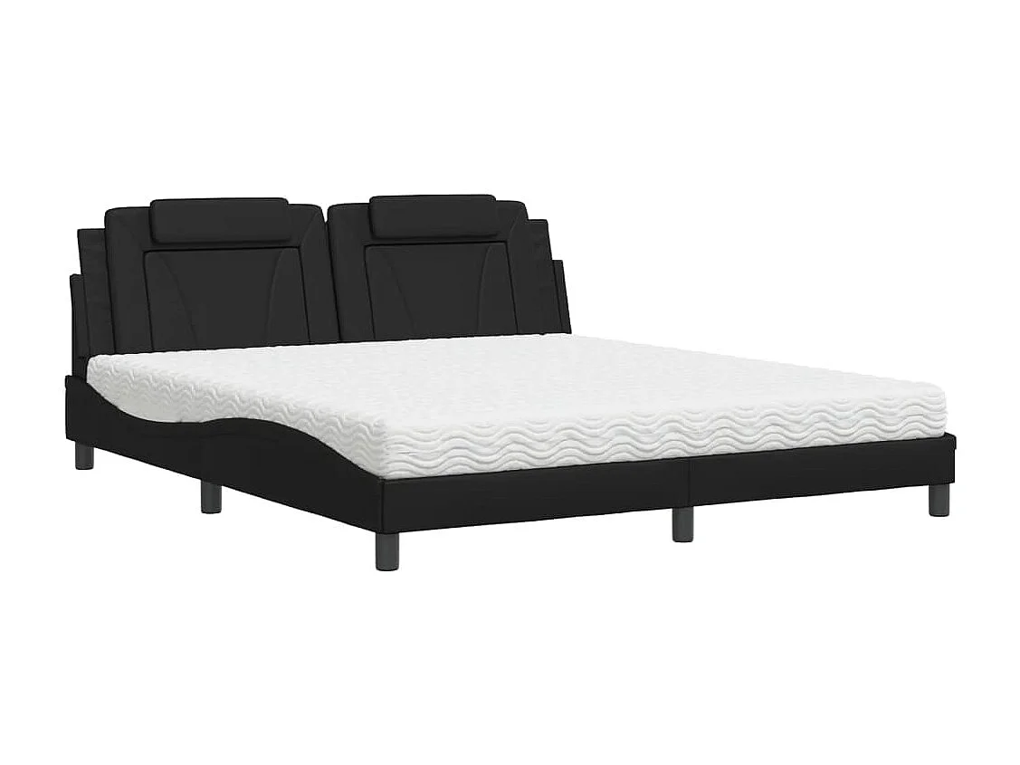 Lit avec matelas noir 180x200 cm similicuir