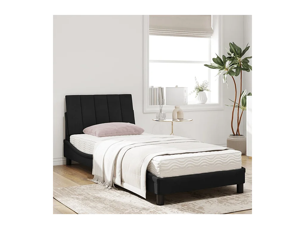 Cama con colchón terciopelo negro 90x200 cm