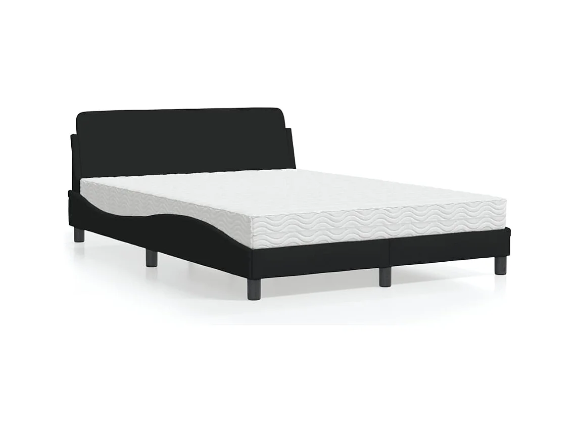 Lit avec matelas noir 140x200 cm tissu
