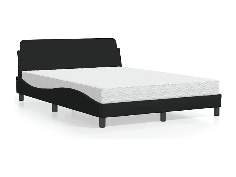 Lit avec matelas noir 140x200 cm tissu