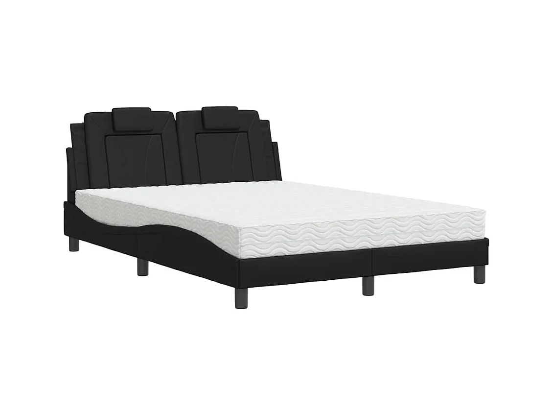 Lit avec matelas noir 140x190 cm similicuir