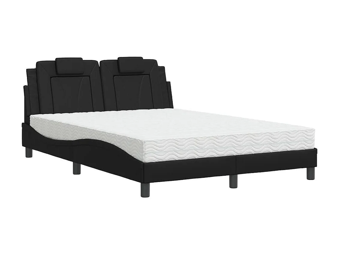 Lit avec matelas noir 140x190 cm similicuir