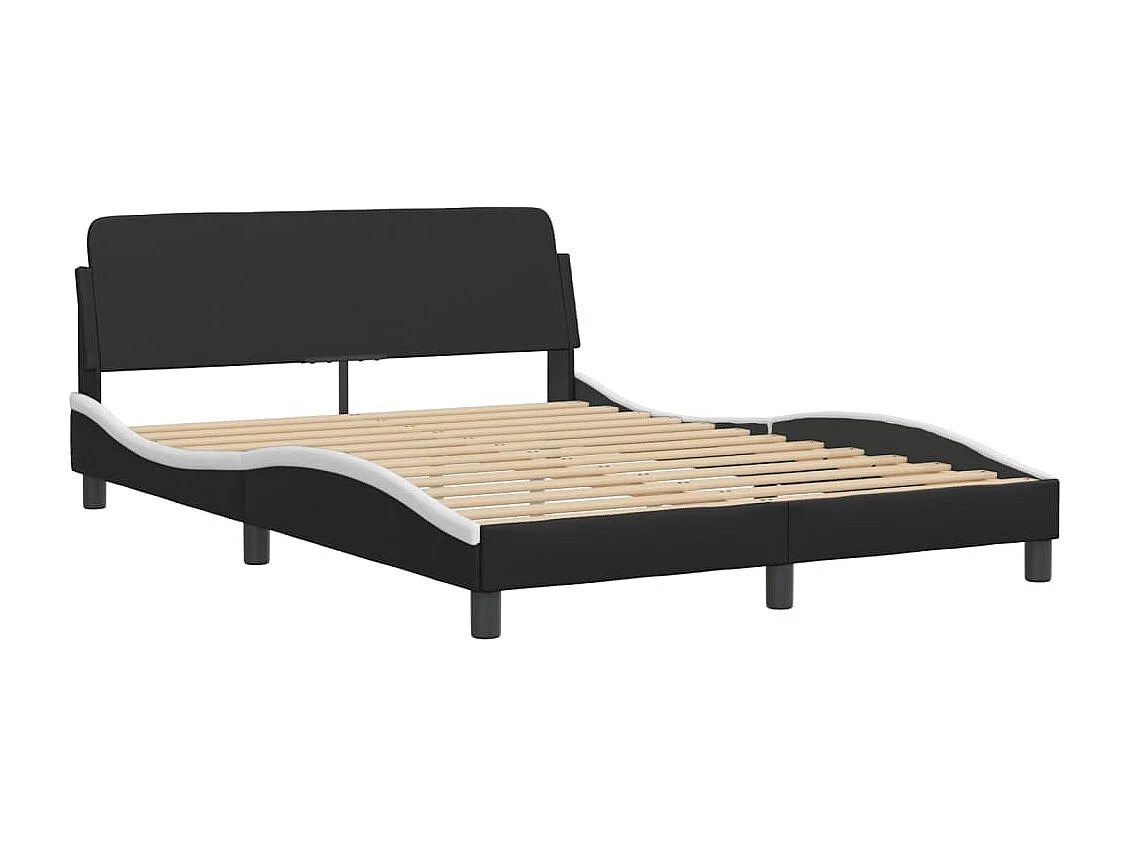 Letto con Materasso Nero e Bianco 140x190 cm in Similpelle