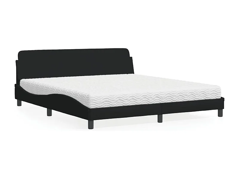 Cama com colchão preto tecido 180x200 cm