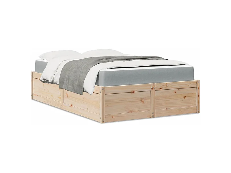 Cama com colchão 120x190 cm madeira maciça de pinho