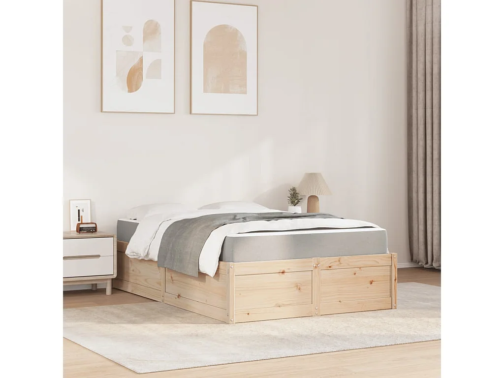 Lit avec matelas 120x190 cm bois massif de pin