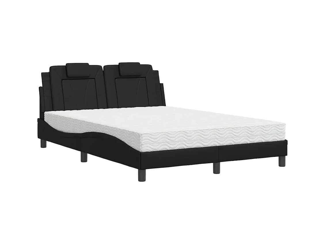Cama con colchón cuero sintético negro 120x200 cm