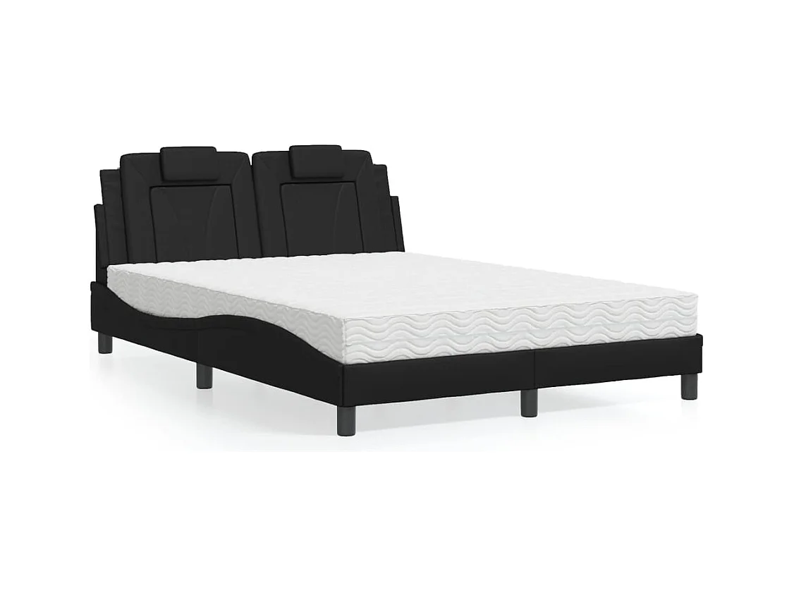 Lit avec matelas noir 120x200 cm similicuir