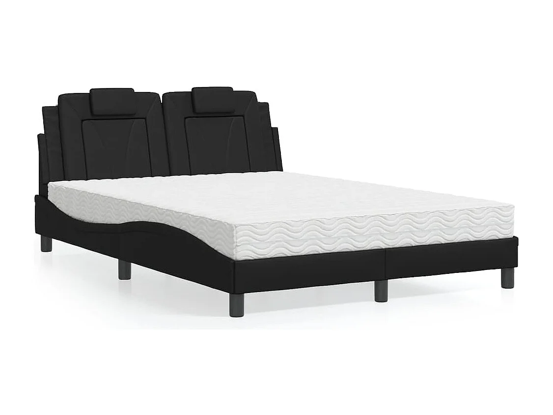 Lit avec matelas noir 120x200 cm similicuir