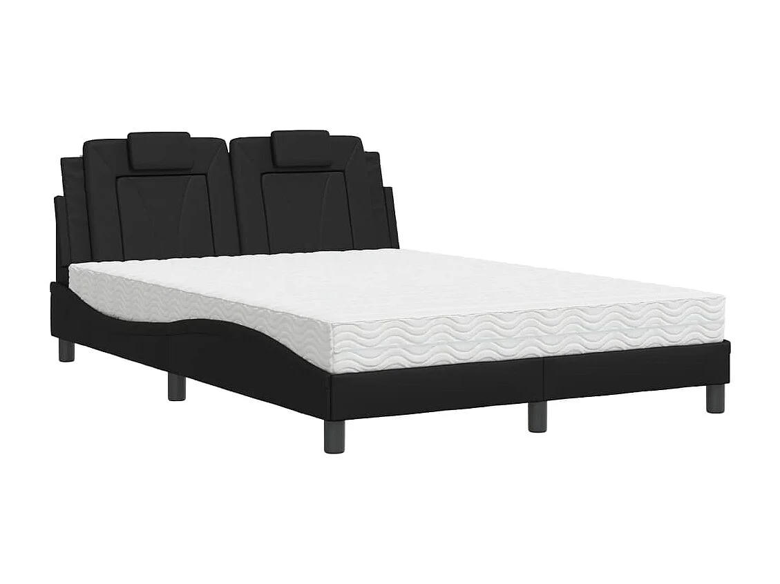 Lit avec matelas noir 120x200 cm similicuir