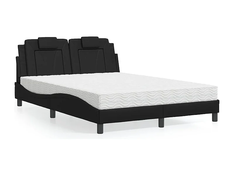 Lit avec matelas noir 120x200 cm similicuir