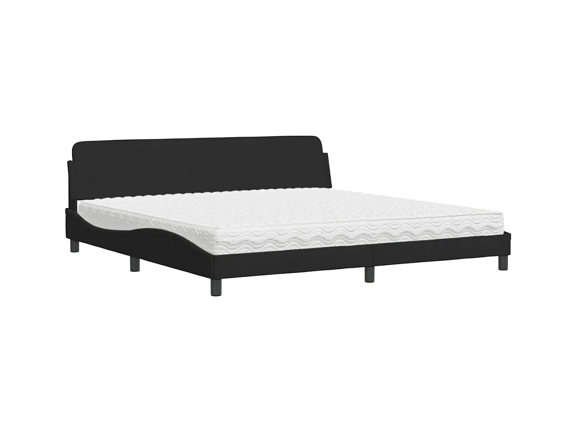 Letto con Materasso Nero 200x200 cm in Velluto