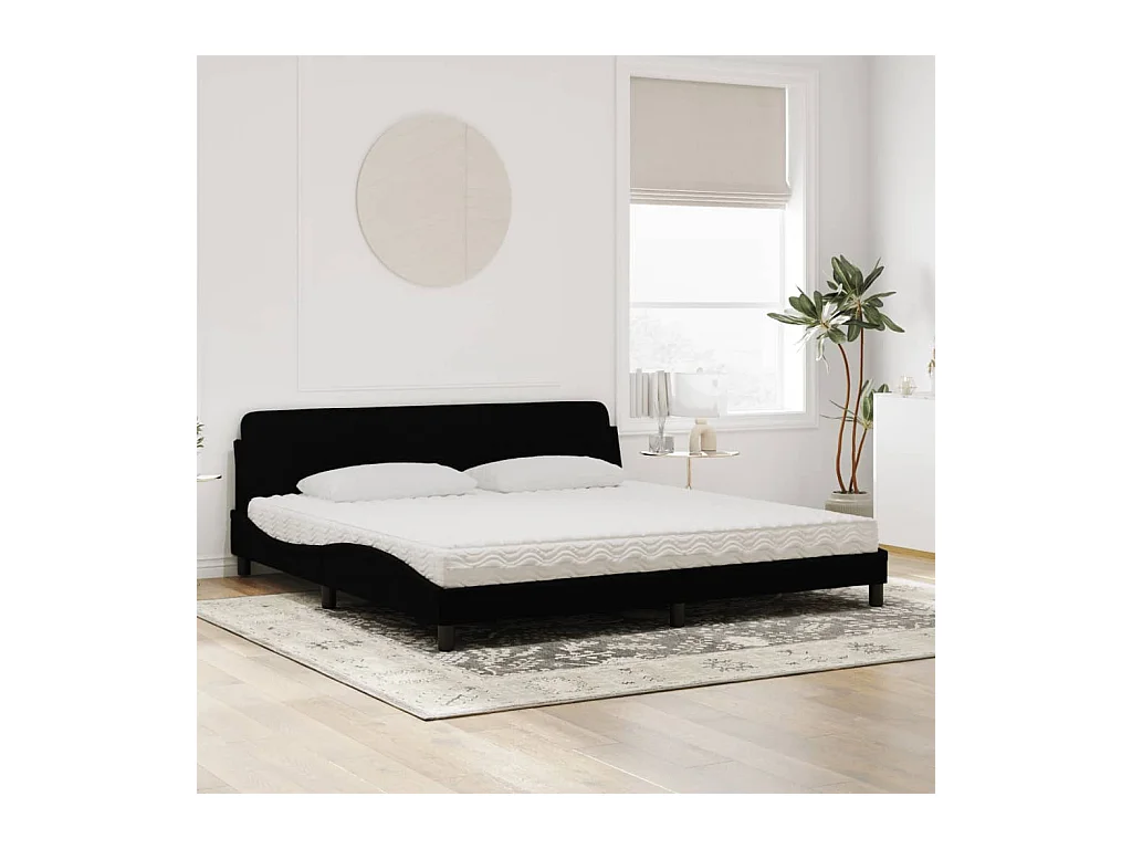 Letto con Materasso Nero 200x200 cm in Velluto