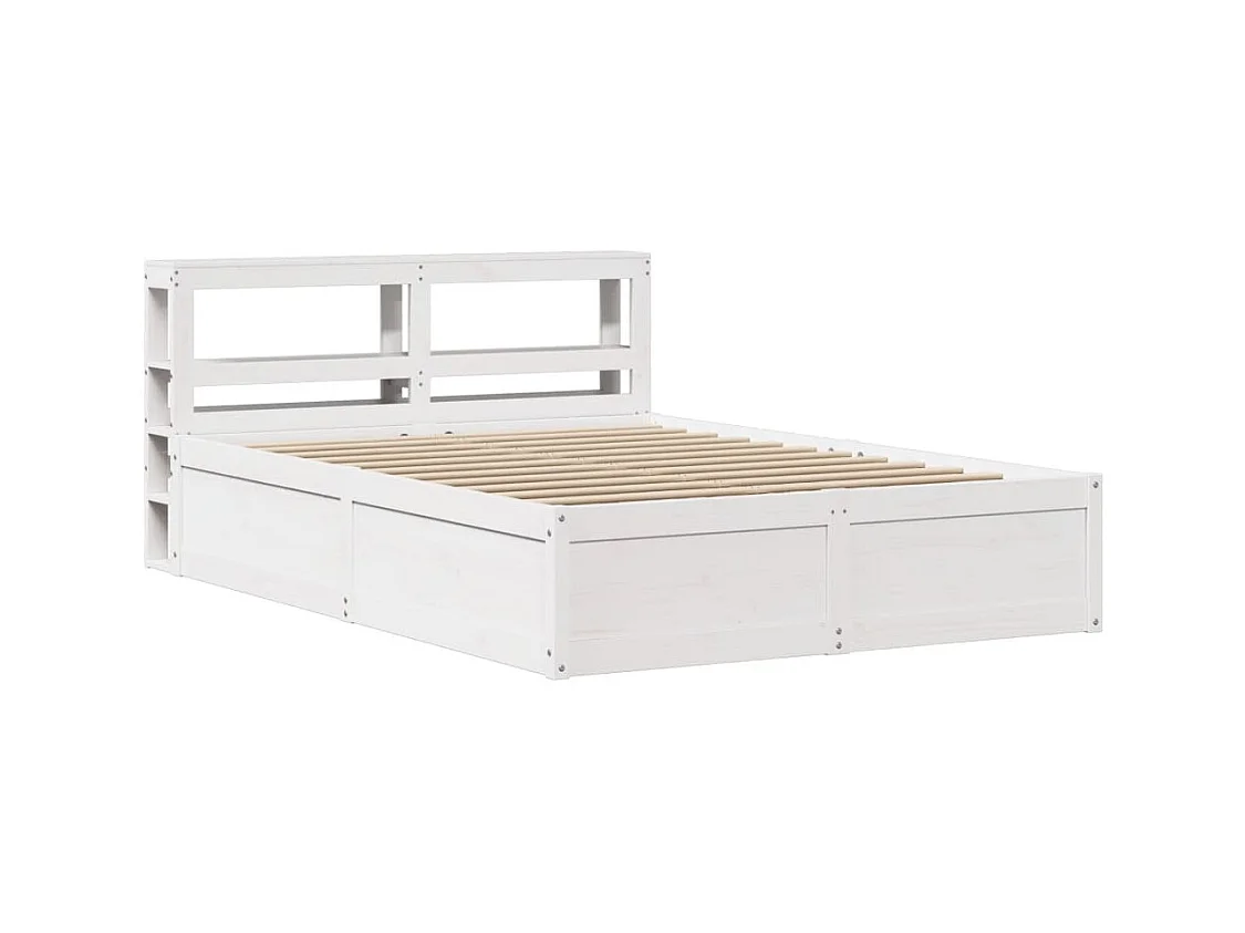 Giroletto con Testiera Bianco 160x200 cm Legno Massello di Pino