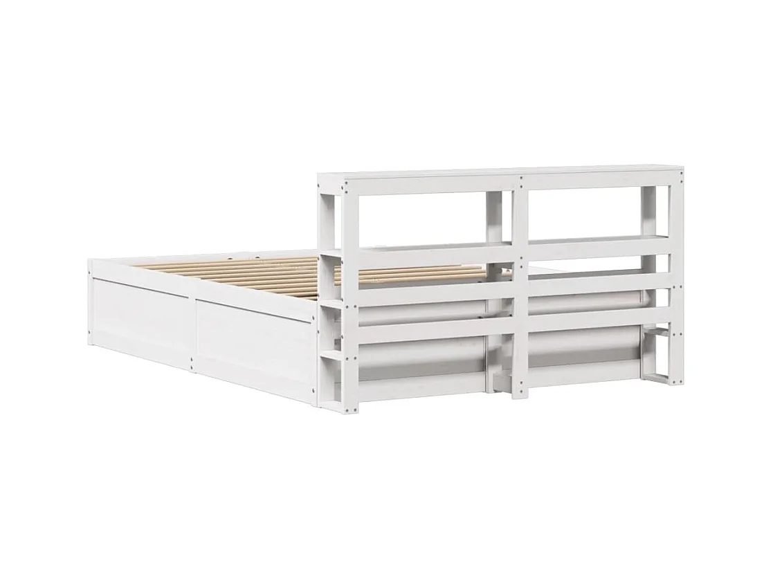 Giroletto con Testiera Bianco 160x200 cm Legno Massello di Pino
