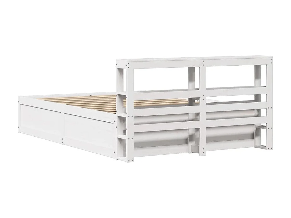 Estrutura de cama com cabeceira 160x200 cm pinho maciço branco