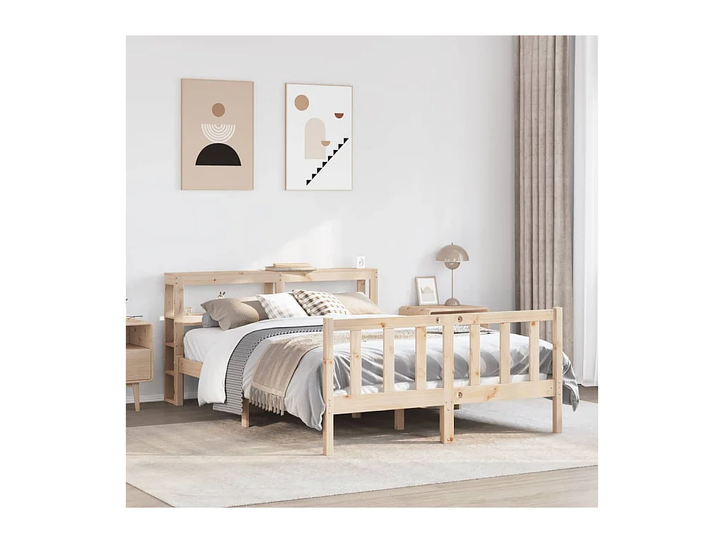 Letto senza Materasso 150x200 cm in Legno Massello di Pino