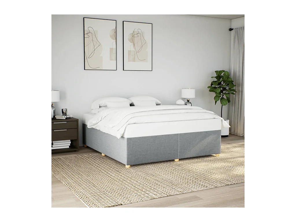 Cadre de lit sans matelas gris clair 180x200 cm tissu