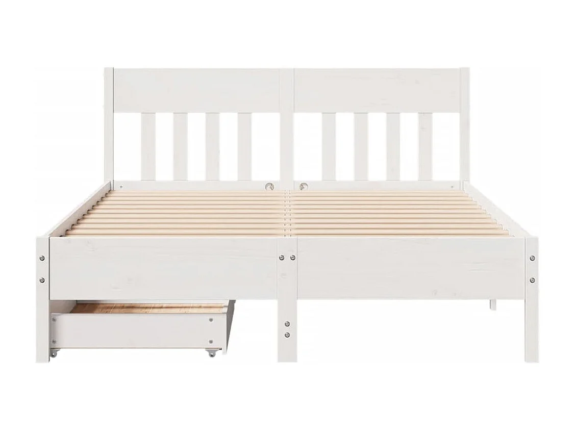 Cadre de lit sans matelas blanc 135x190 cm bois de pin massif