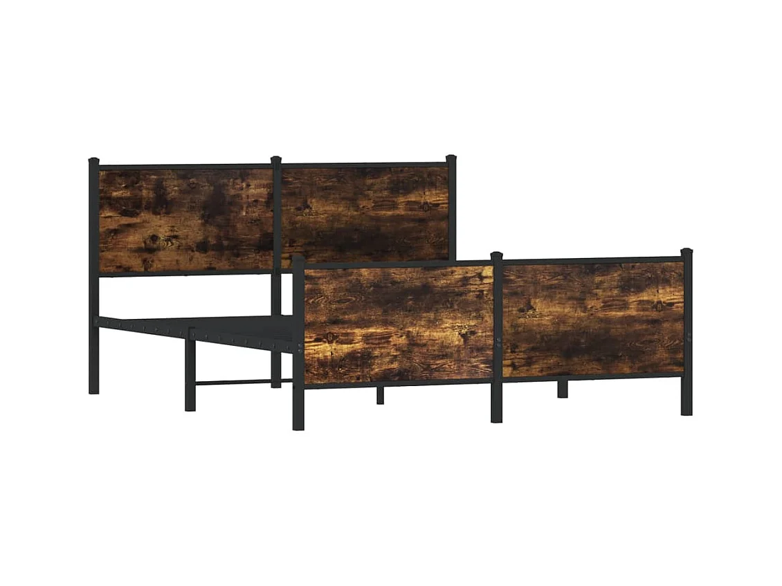 Cadre de lit en métal sans matelas chêne fumé 140x190 cm
