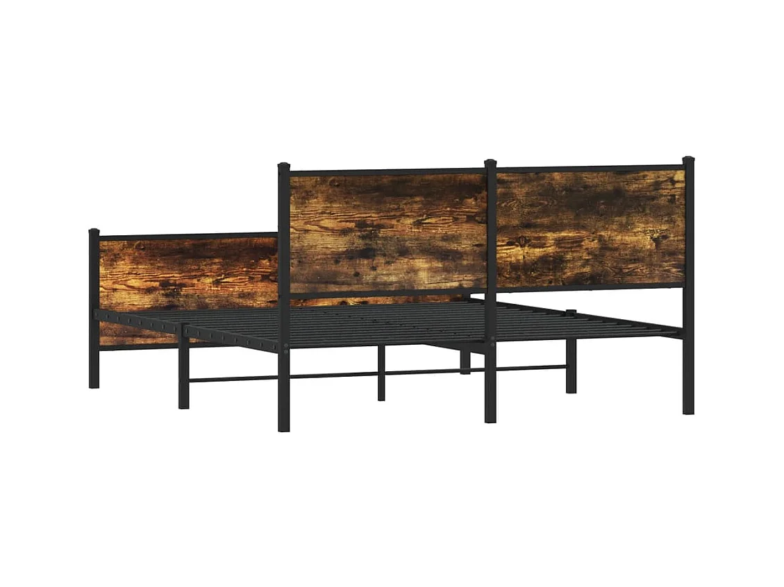 Cadre de lit en métal sans matelas chêne fumé 140x190 cm