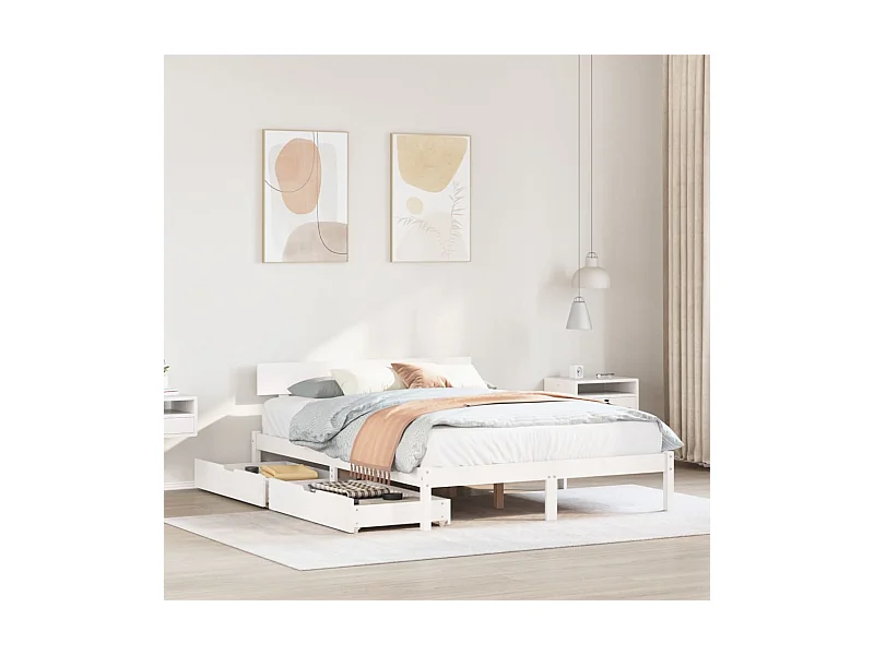 Cama sem colchão 120x200 cm madeira de pinho maciça branco