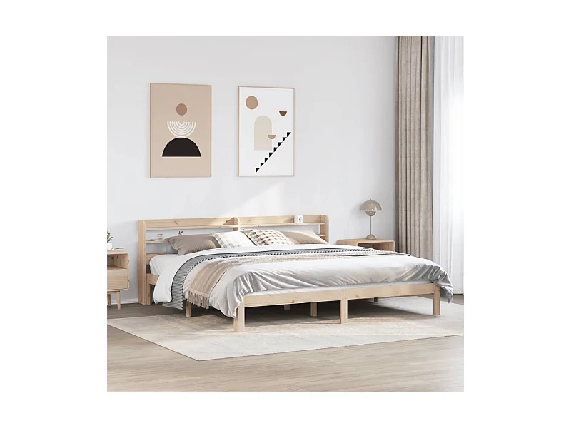 Estrutura de cama com cabeceira 200x200 cm pinho maciço
