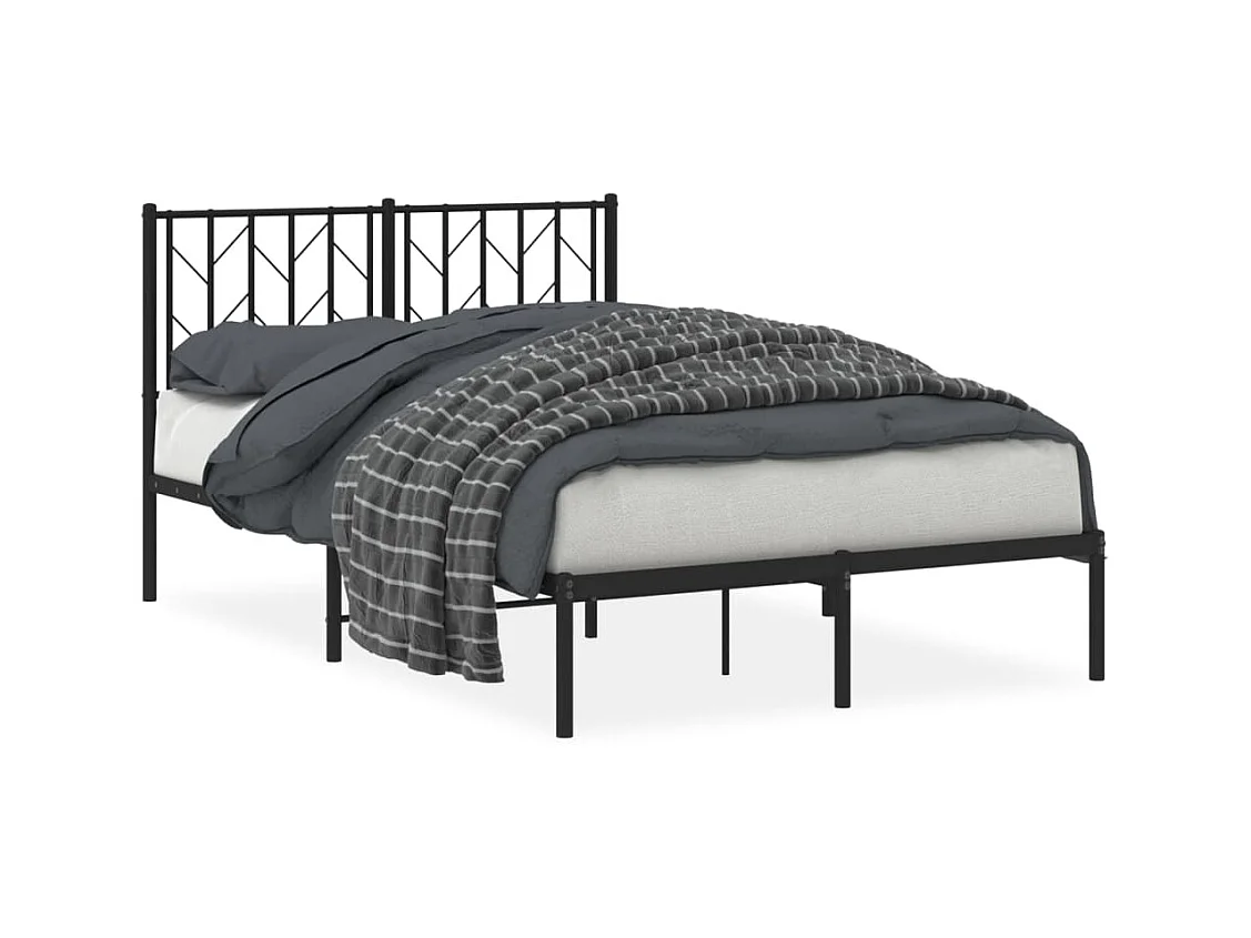 Cadre de lit métal sans matelas avec tête de lit noir 120x200cm