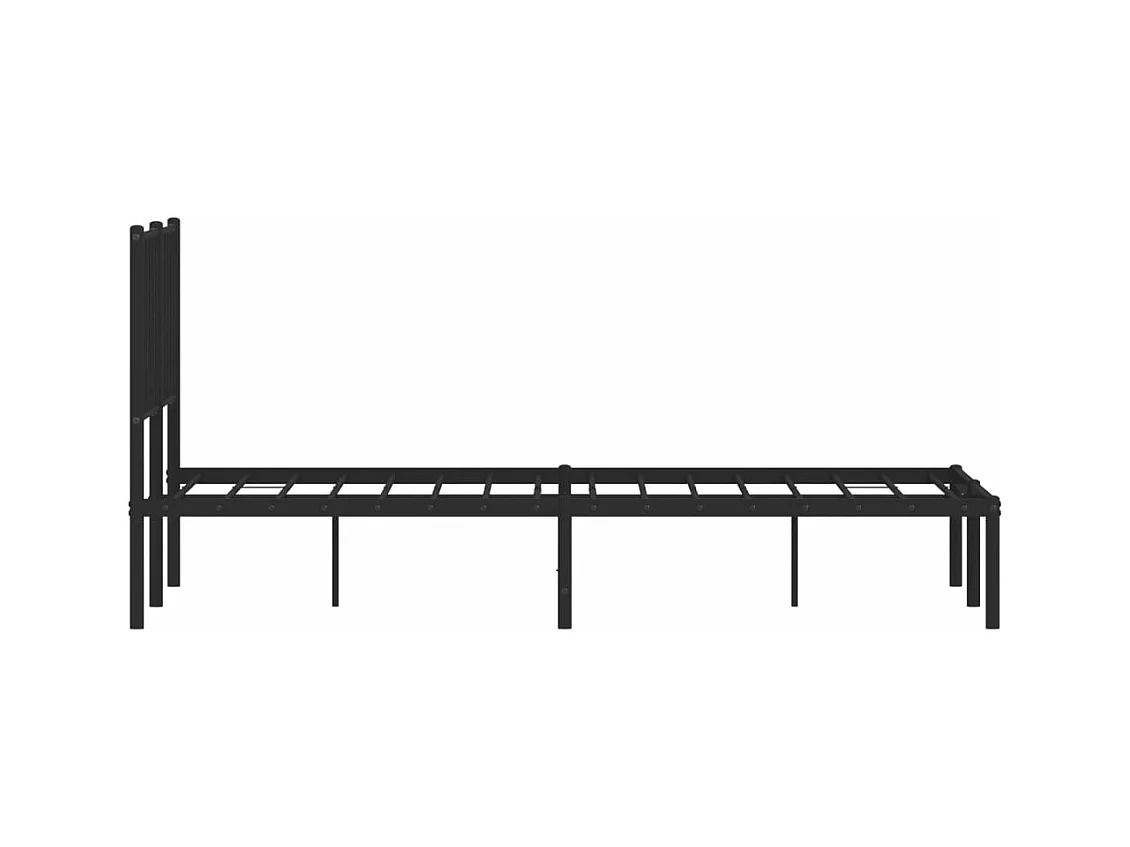 Cadre de lit métal sans matelas avec tête de lit noir 120x200cm