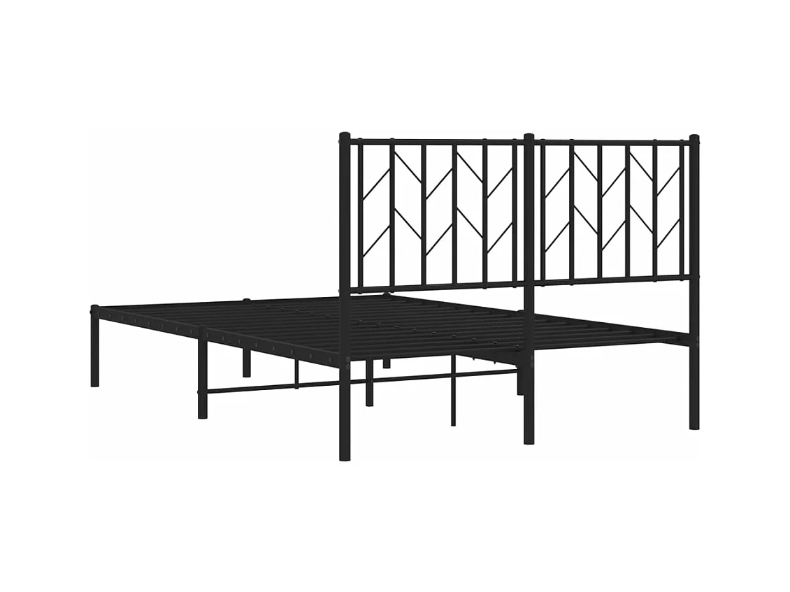 Cadre de lit métal sans matelas avec tête de lit noir 120x200cm