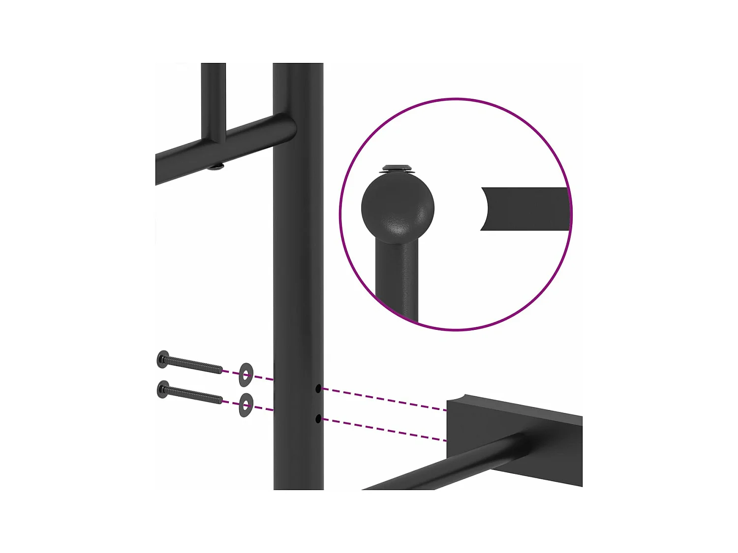 Cadre de lit métal sans matelas avec tête de lit noir 120x200cm