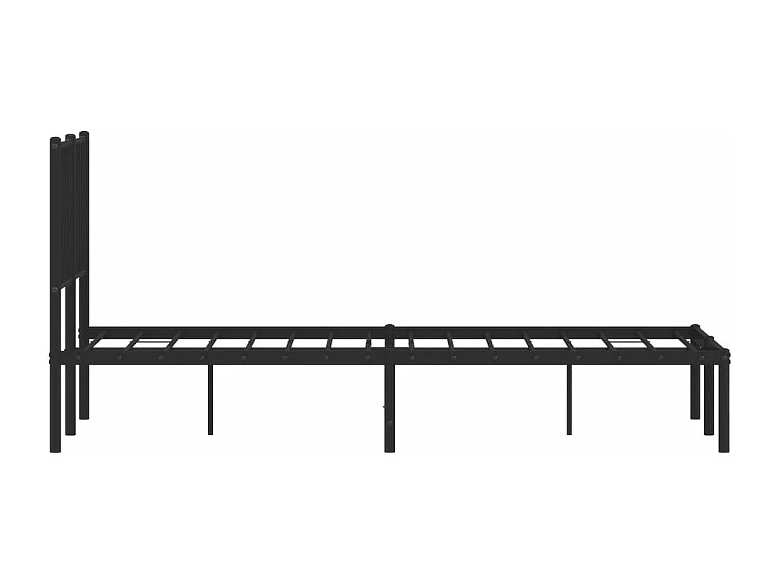 Cadre de lit métal sans matelas avec tête de lit noir 120x200cm