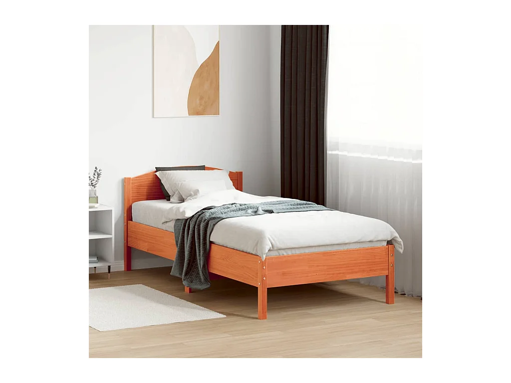 Letto senza Materasso Marrone Cera 90x190 cm in Legno di Pino
