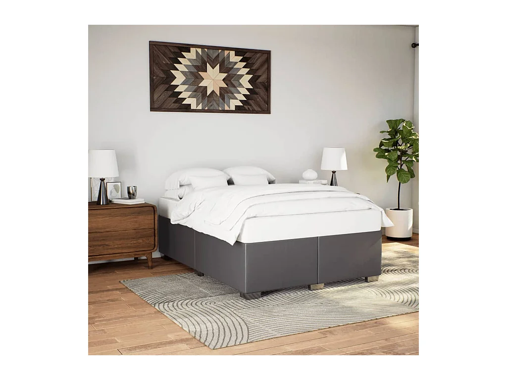 Cadre de lit sans matelas gris 140x190 cm similicuir