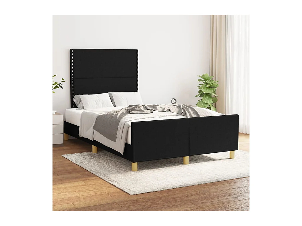 Cadre de lit sans matelas noir 120x200 cm tissu