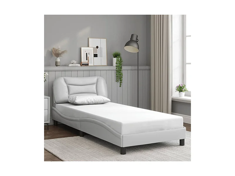 Giroletto con Testiera Bianco 80x200 cm in Similpelle