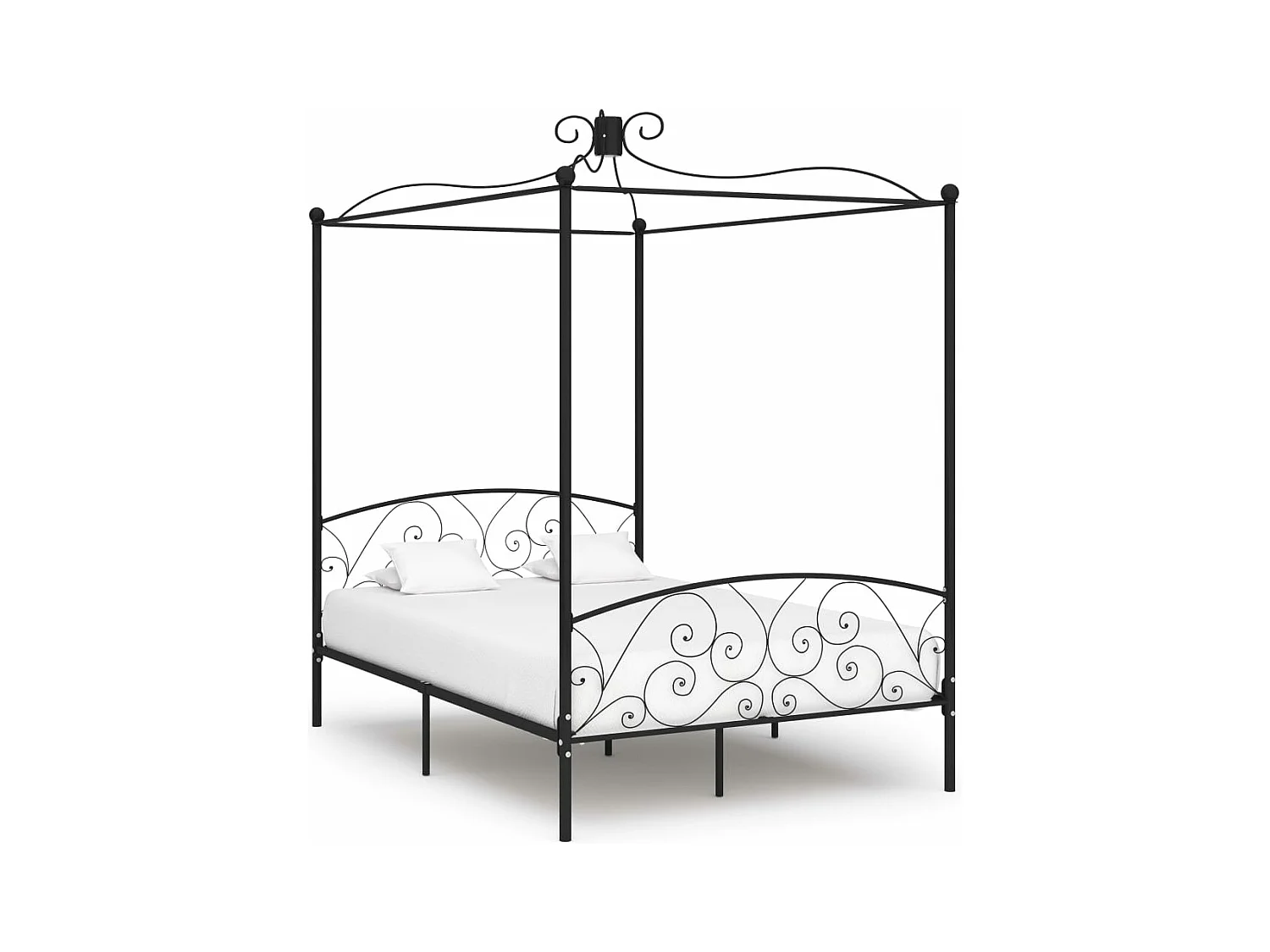 Estrutura de cama com dossel 140x200 cm metal preto