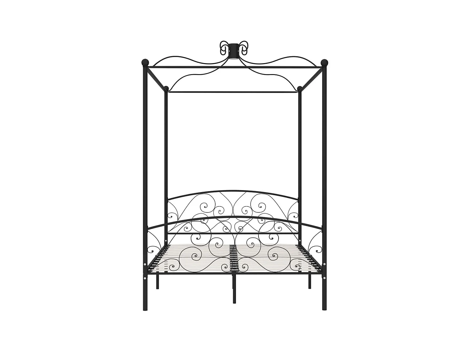 Letto a Baldacchino Nero in Metallo 140x200 cm