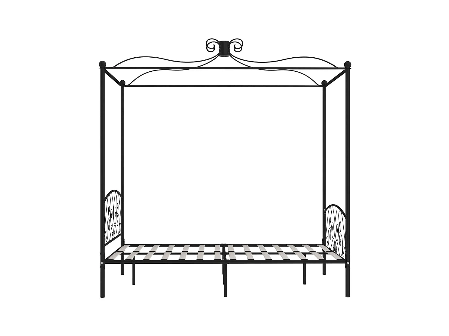 Letto a Baldacchino Nero in Metallo 140x200 cm