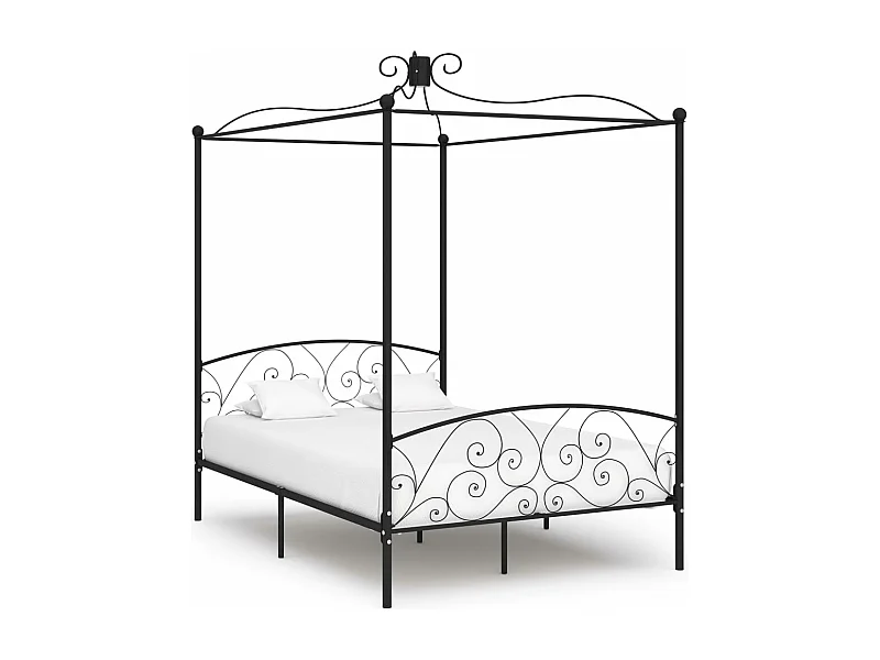Himmelbett-Gestell Schwarz Metall 140 x 200 cm