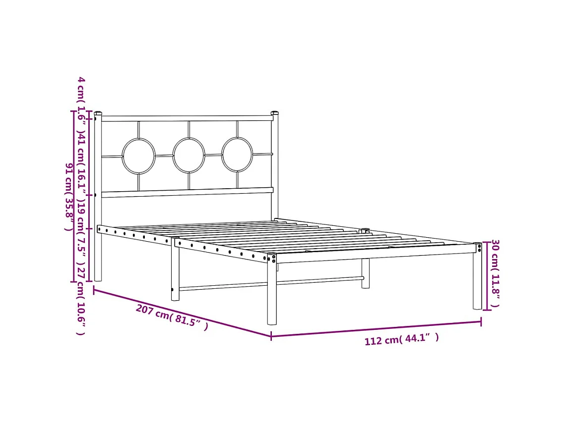 Cadre de lit sans matelas blanc 90x190 cm