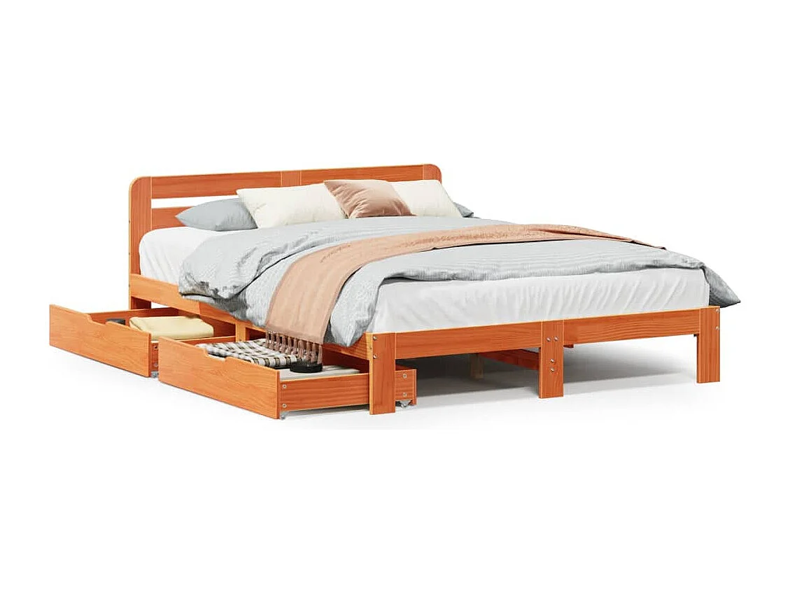 Cadre de lit sans matelas cire marron 150x200cm bois pin massif