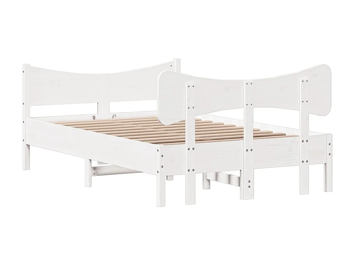 Cama sem colchão 120x190 cm madeira de pinho maciça branco