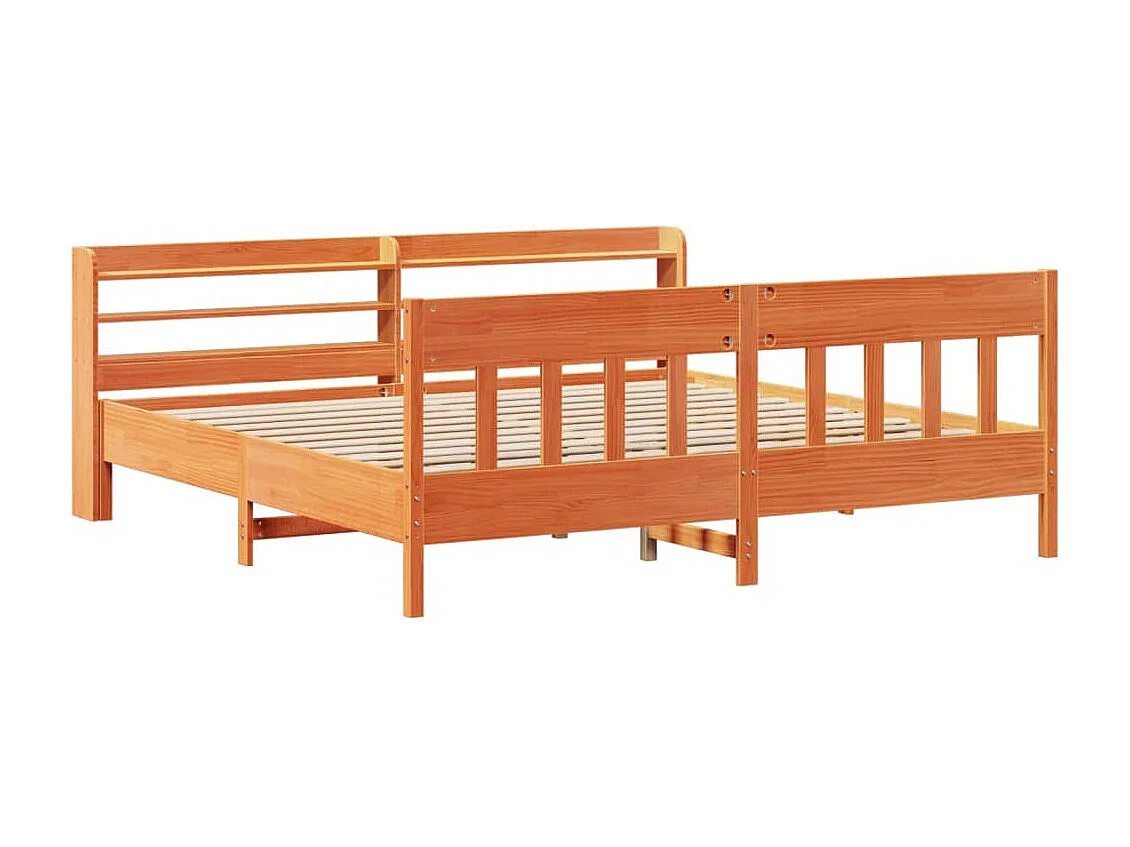 Cadre de lit sans matelas cire marron 200x200cm bois pin massif