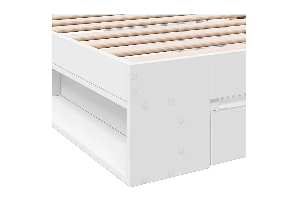 Bedframe met lade bewerkt hout wit 90x200 cm
