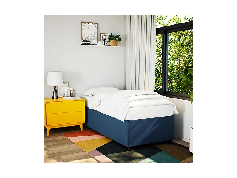 Estructura de cama sin colchón tela azul 100x200 cm