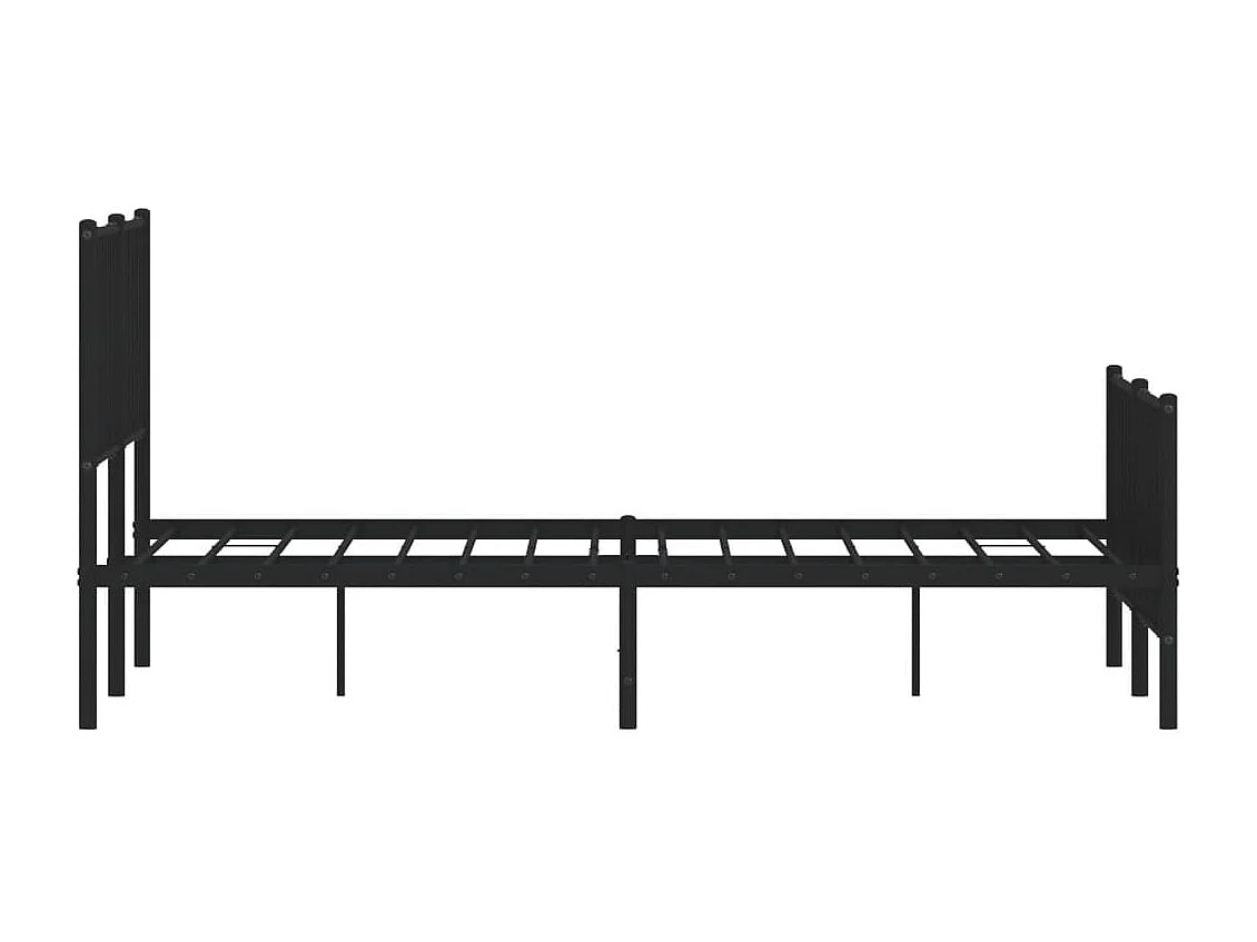 Cadre de lit métal sans matelas avec pied de lit noir 135x190cm